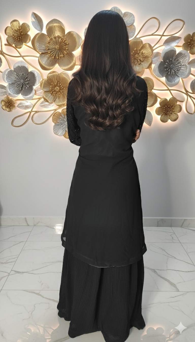 Girls Handwork Black Gown