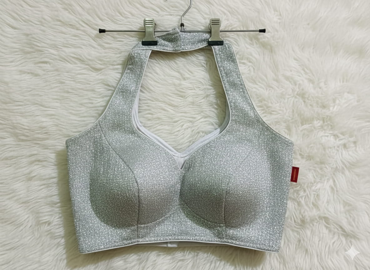 Fitted silver blouse peace for festival