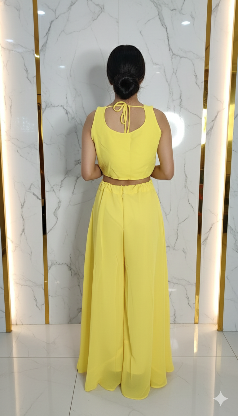 Designer party wear three piece set palazzo blouse and jacket 