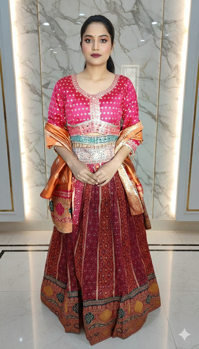 Designer party wear lehenga choli Jaipuri style 