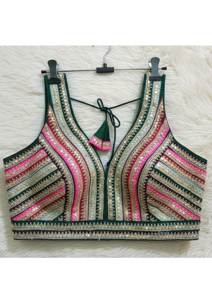 Pink multi square striped blouse 