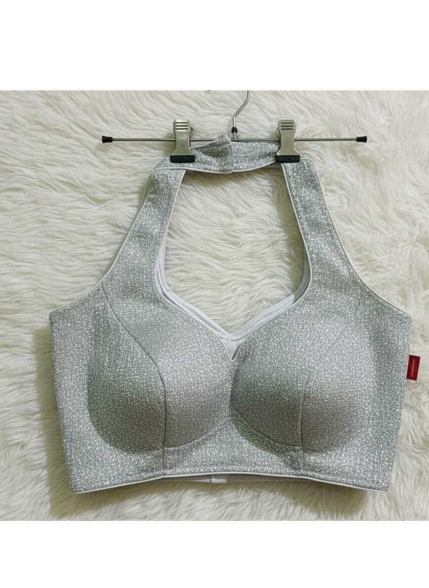 Fitted silver blouse peace for festival