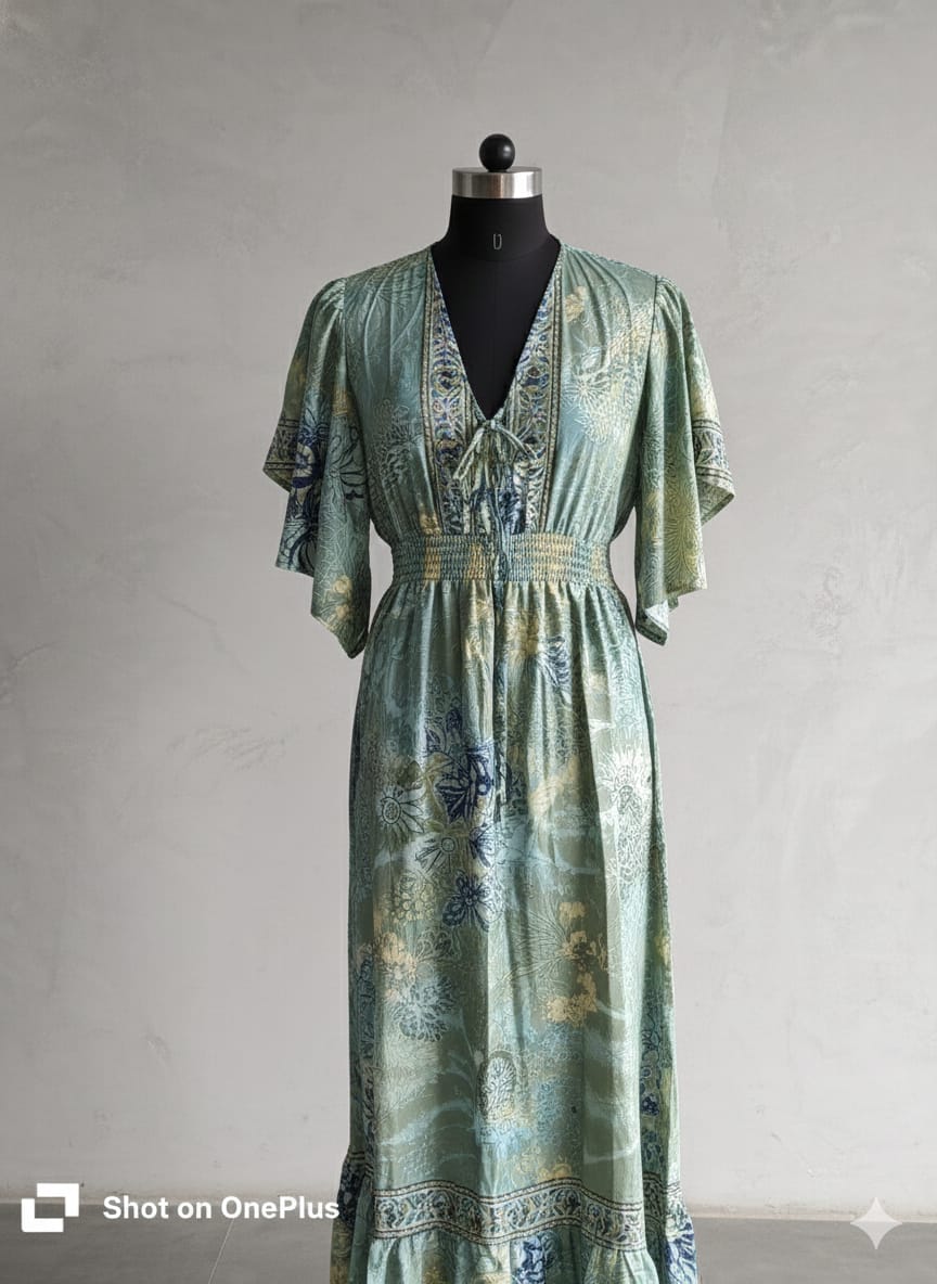 Fabric soft polister girls and women long frock