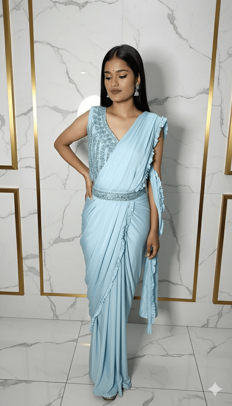 Sparkle Charm Ready-to-Wear Party Saree