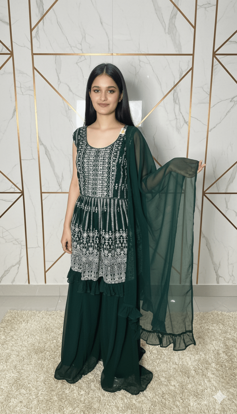 Serene Glow Georgette Sharara Suit
