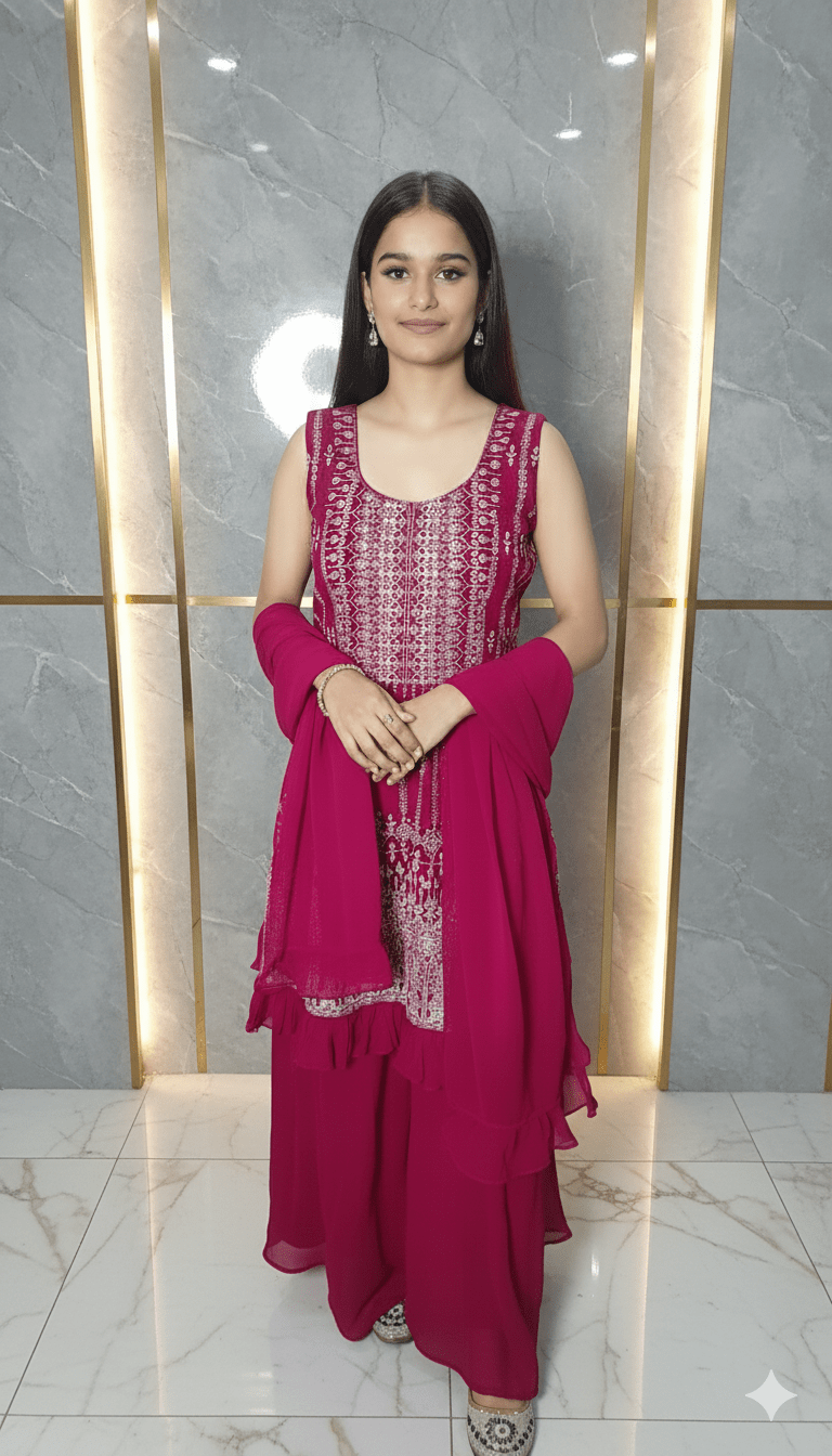 Serene Glow Georgette Sharara Suit