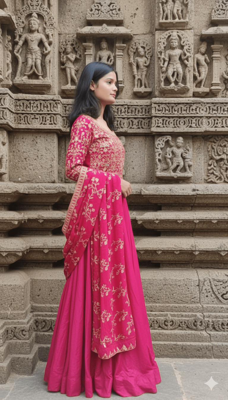 Women Georgette Embroidered Frock Suit