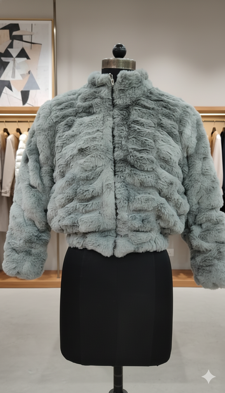 FurMist Girlsâ€™ Faux Fur Grey Jacket