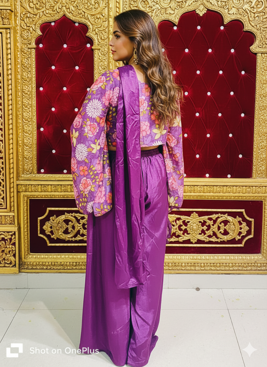 Purple Crop Top with Sharara