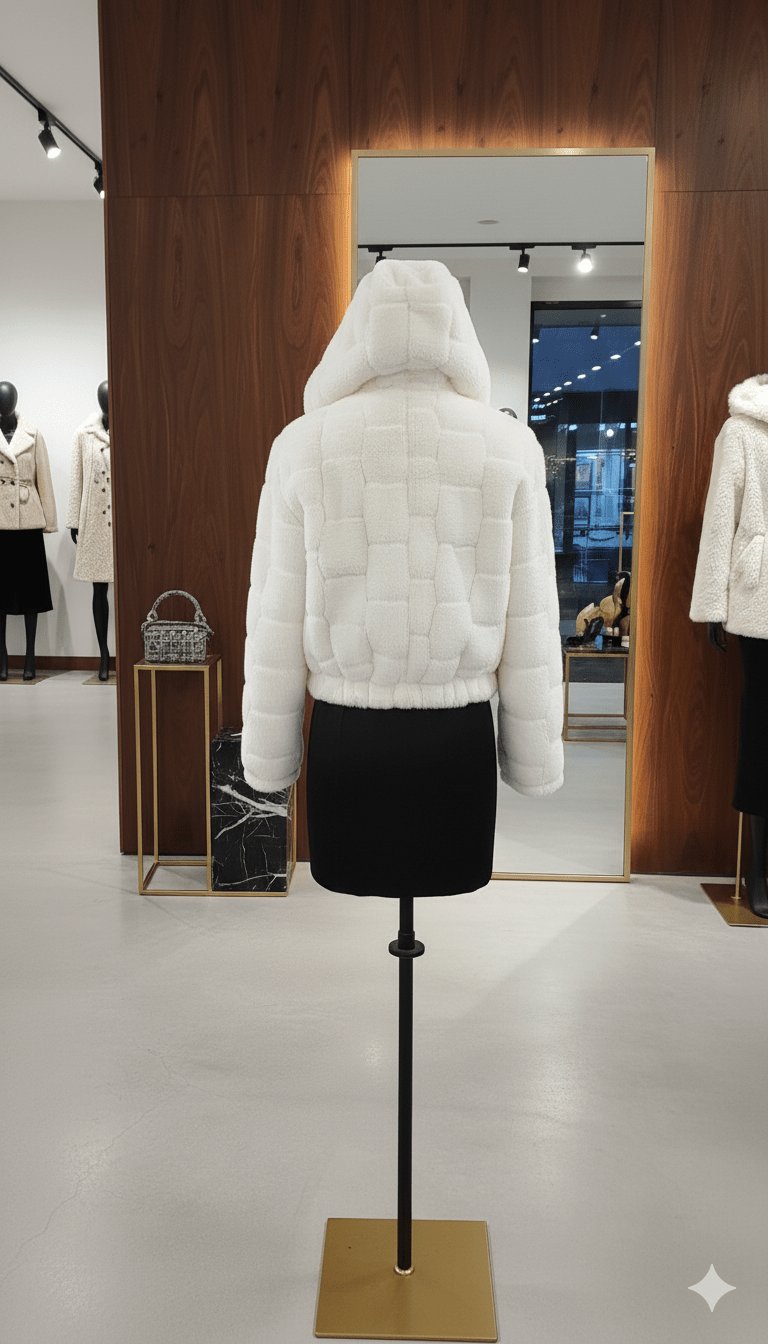 Girls Winter Faux Fur White Hoodie