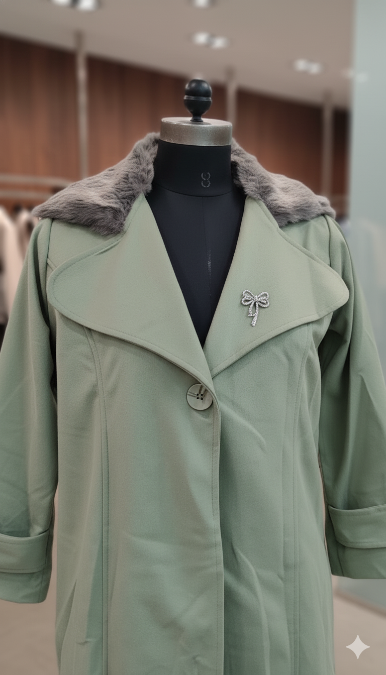 Girls Fur Collar Rose Pink 