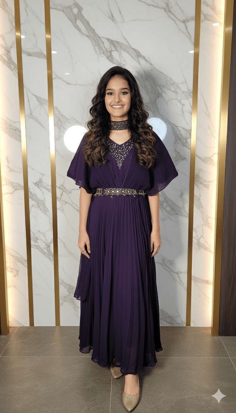 Girls Long Frock Purple