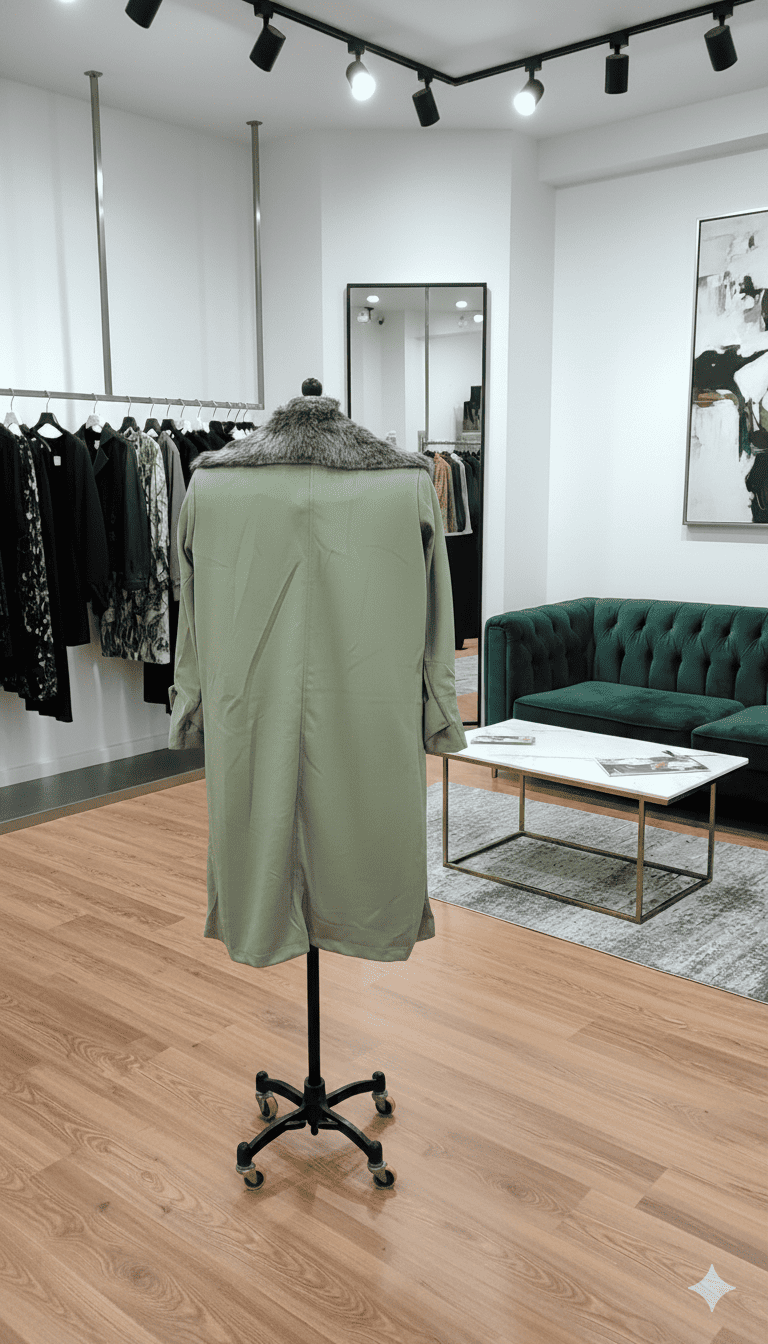 Girls Fur Collar Coat â€“ Green