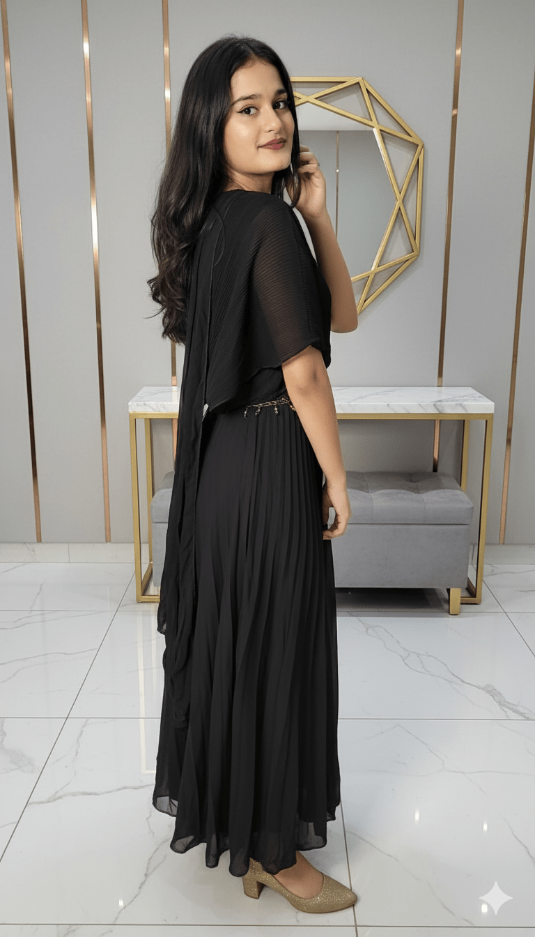 Girls Long Frock Black