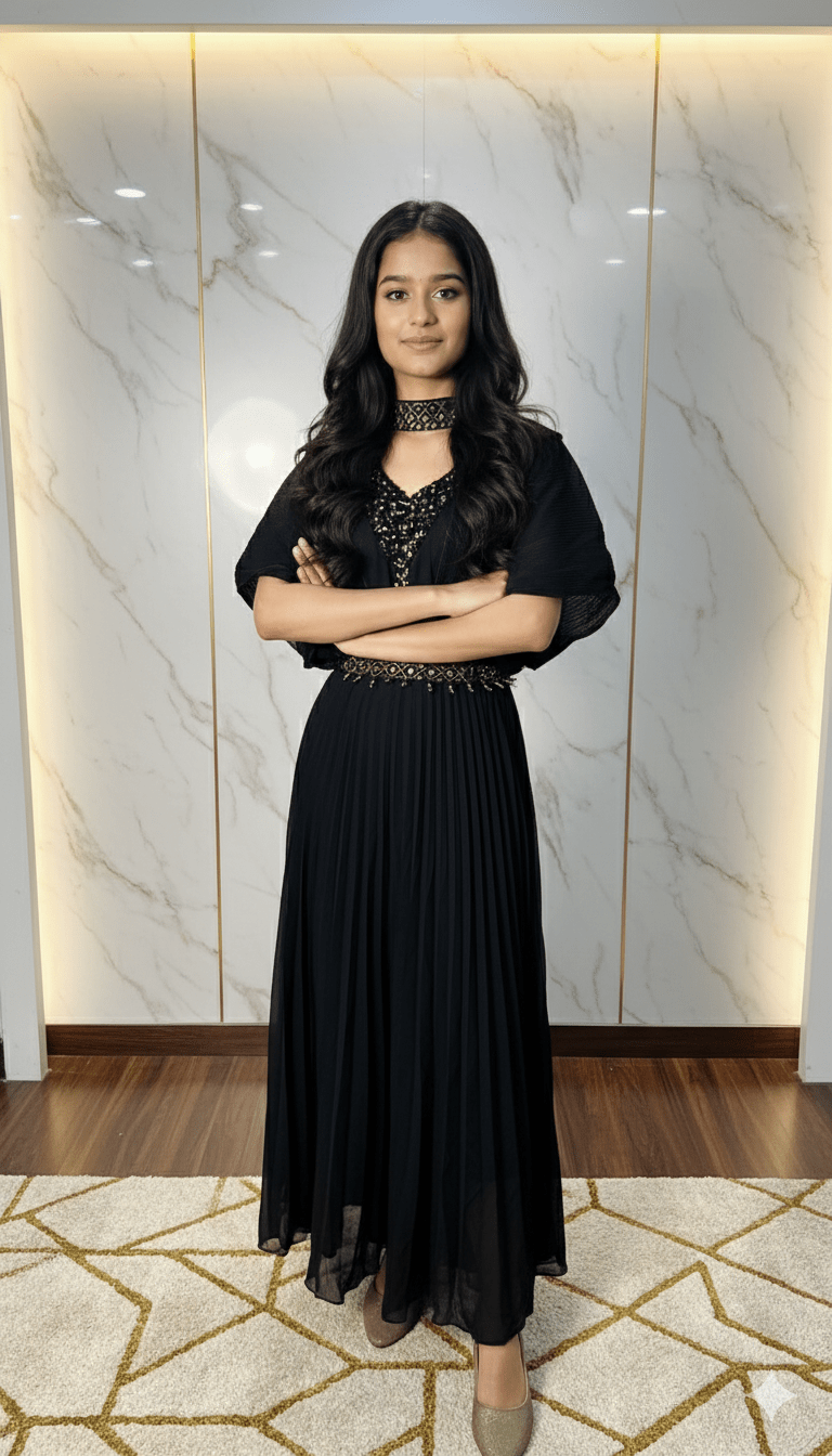 Girls Long Frock Black