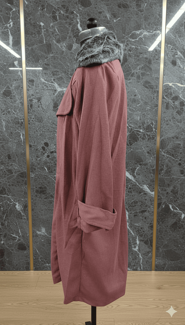 Girls Fur Collar Rose Pink 