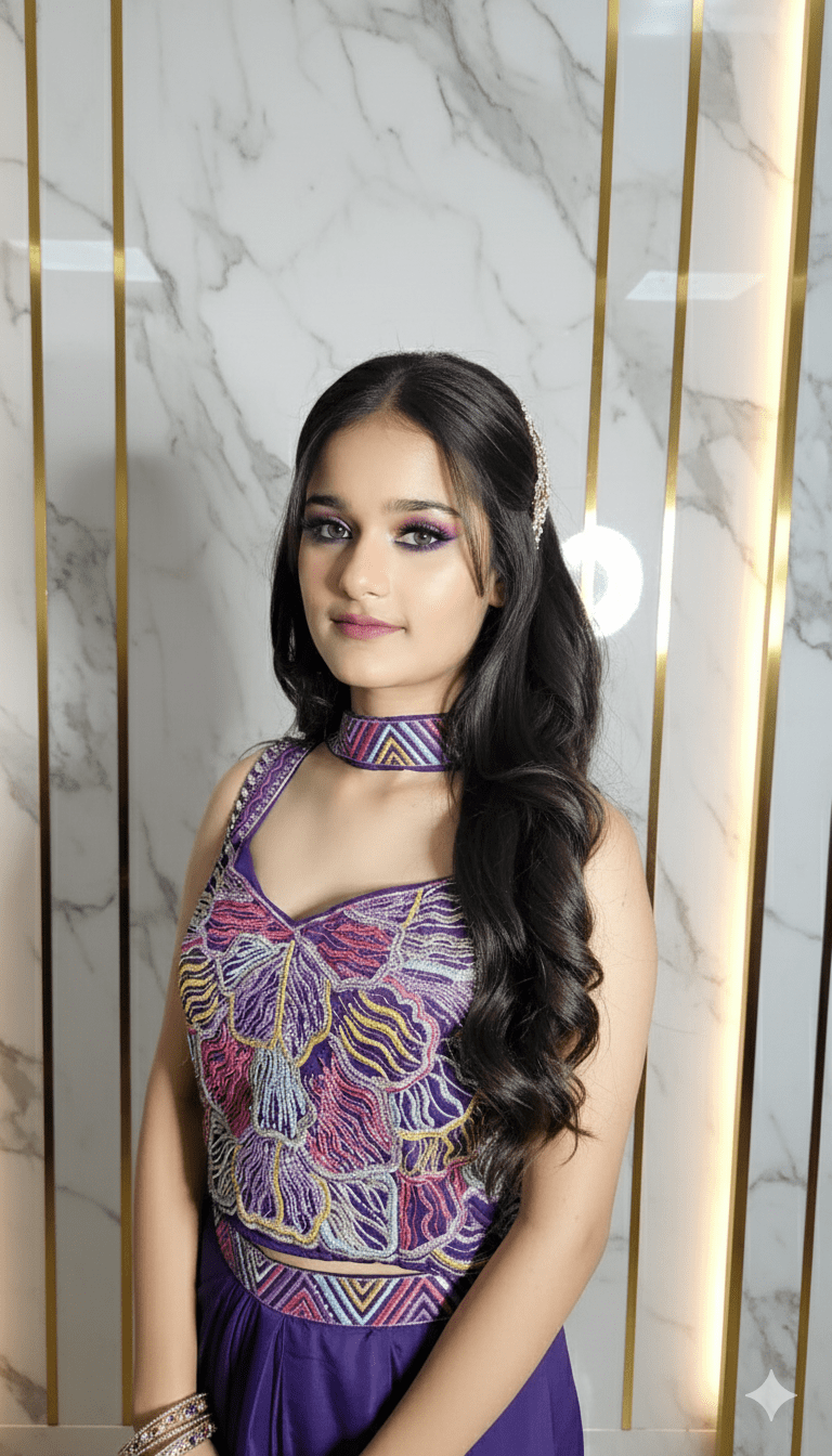 Girls Imported Draped Set Purple