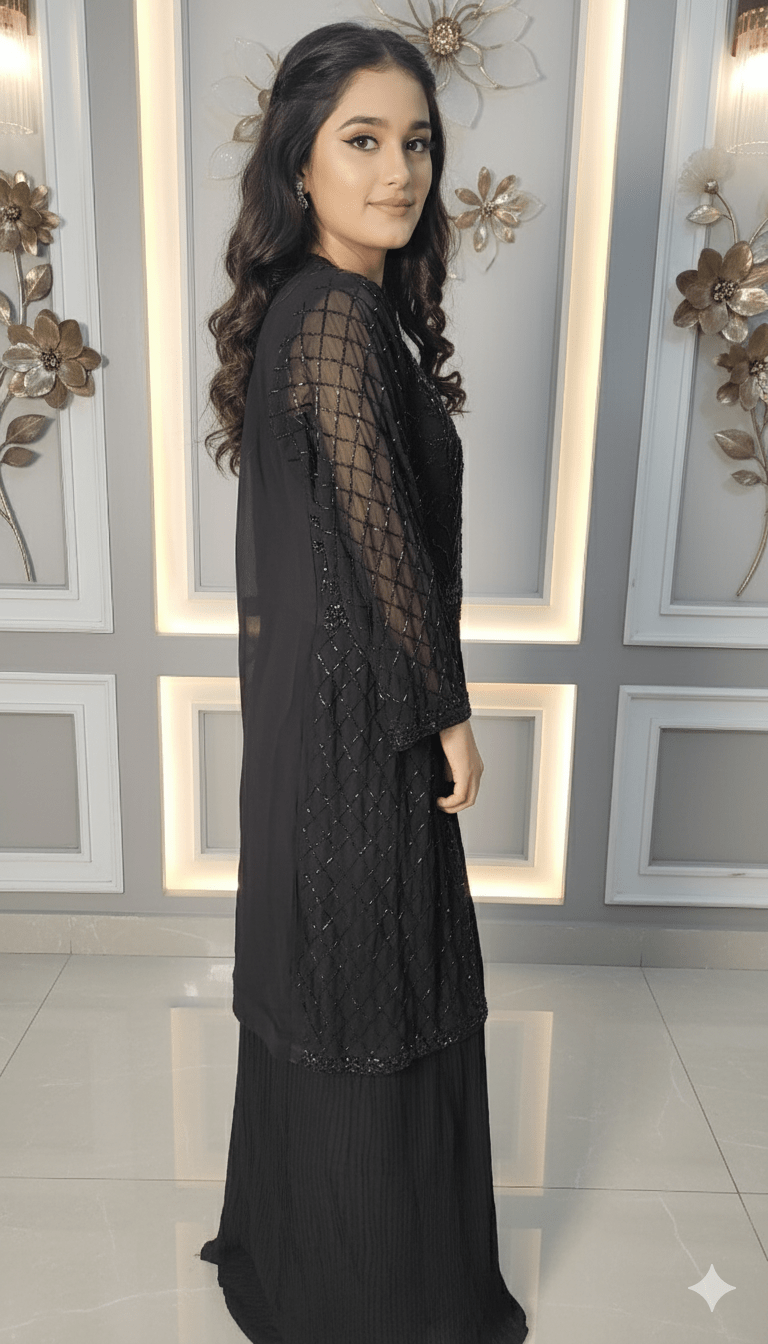 Girls Handwork Black Gown