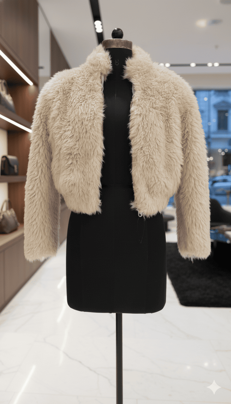 Girls Faux Fur Jacket Cream