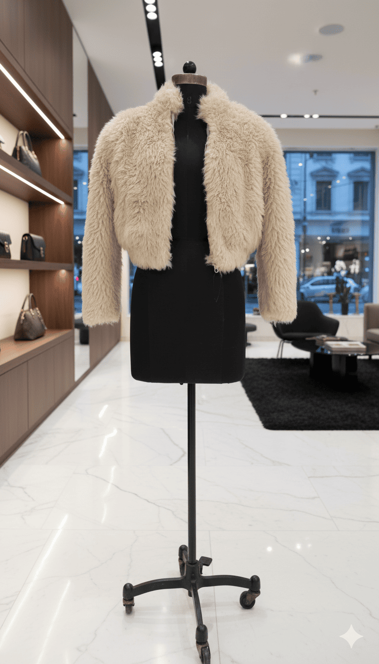 Girls Faux Fur Jacket Cream