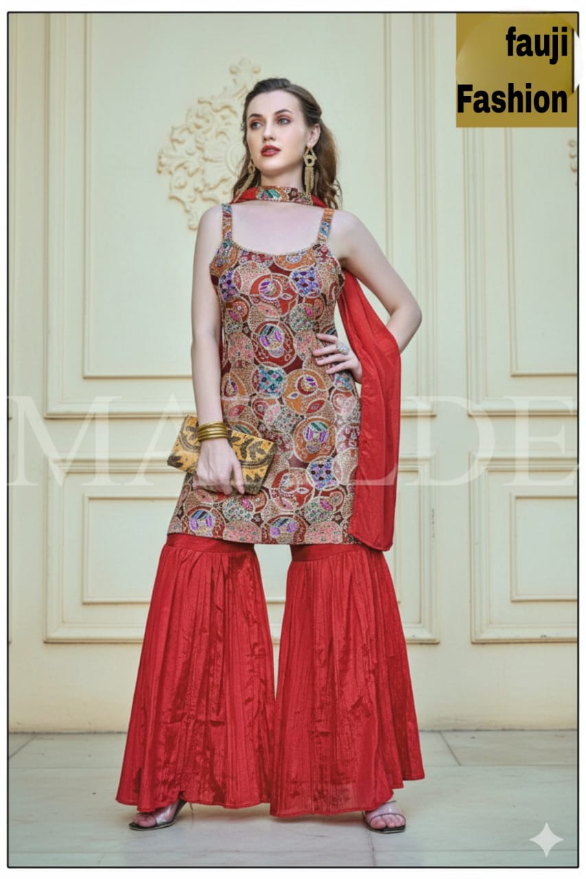 Women Jaquard Sharara Set