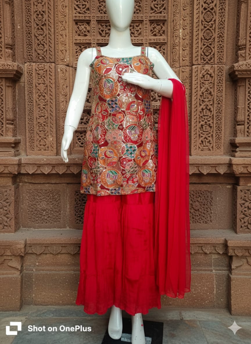 Women Jaquard Sharara Set