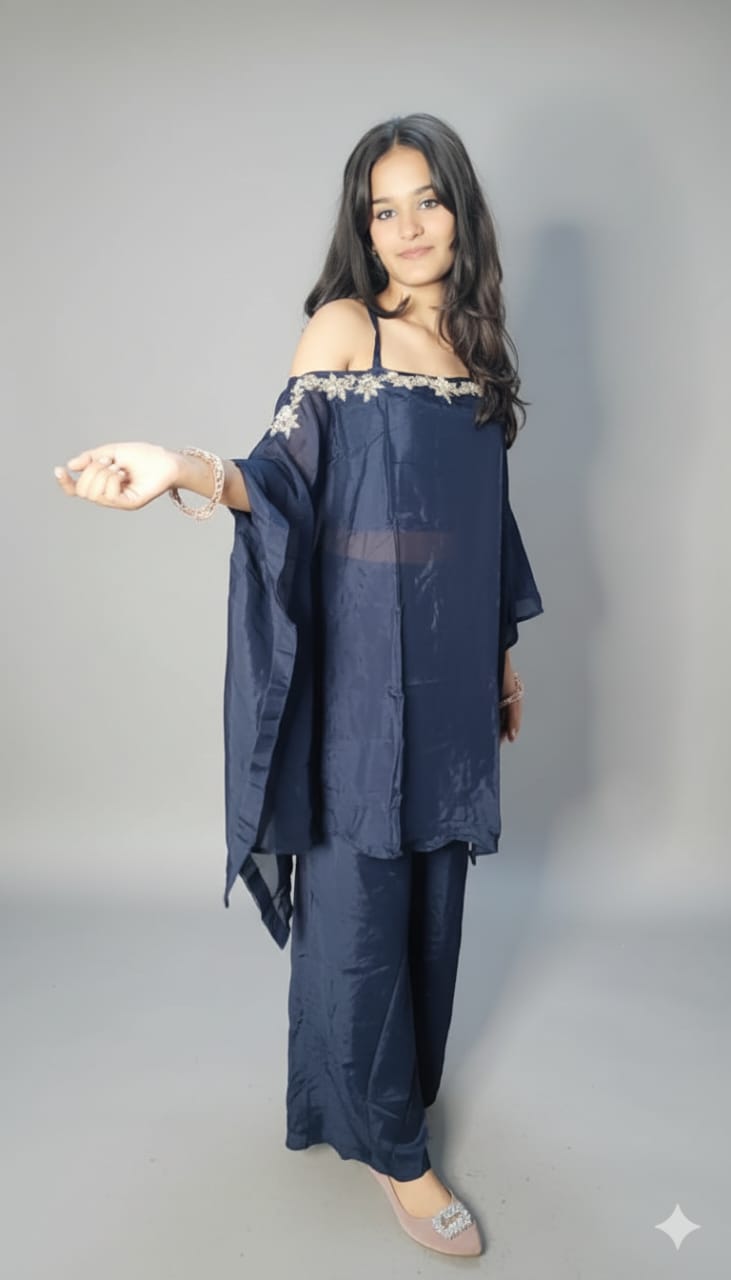 Women Navy Chinnon Western Dress