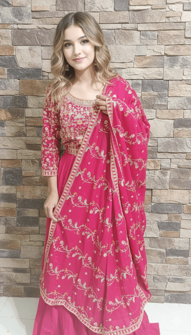 Women Georgette Embroidered Frock Suit
